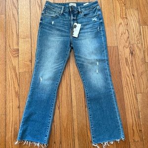 High Rise Scissor Cut Ankle Flare Jeans